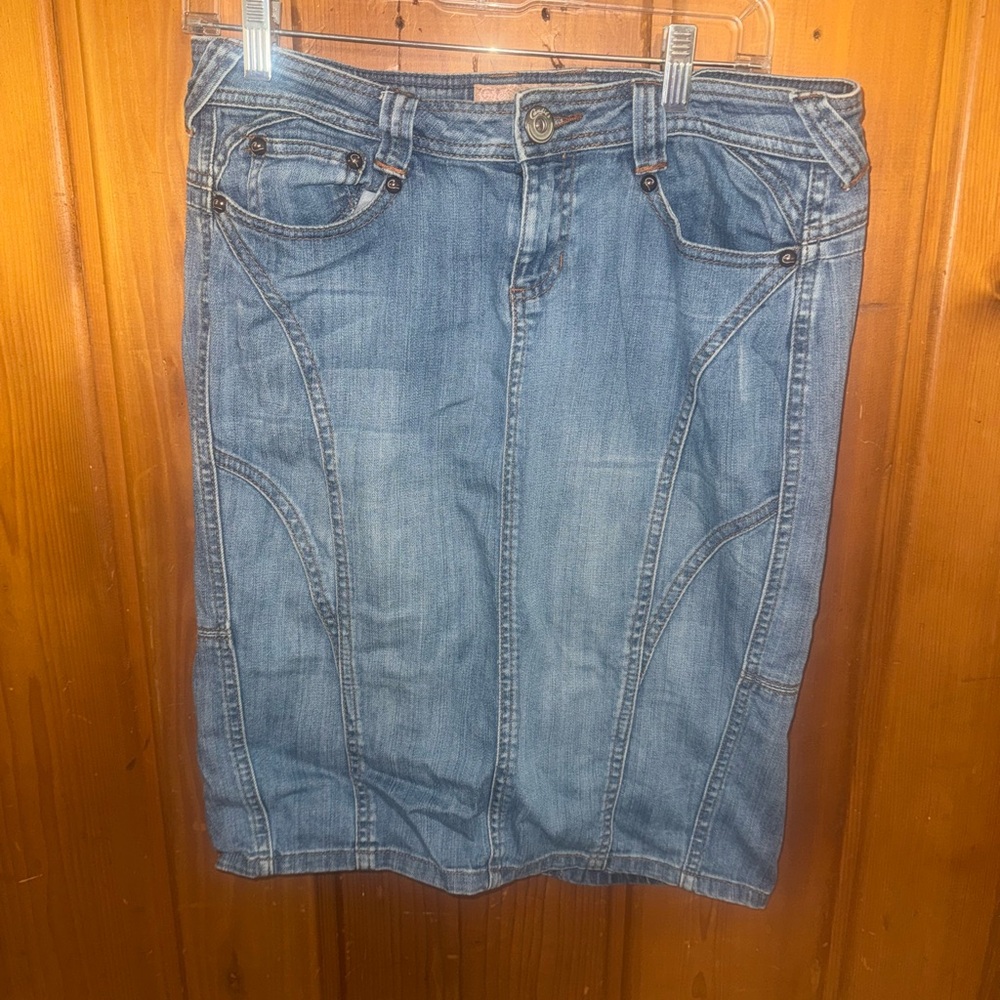 Candie's Blue Denim Skirt with Zipper Accent
